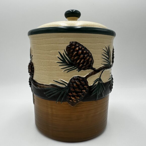 6" Expressions Pinecone Lodge Canister Jar by Stephen Lyman - Picture 2 of 12